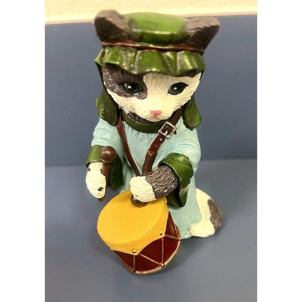 The Bradford Exchange #7 Drummer Cat PURR-fect Christmas Nativity Figurine 4.5
